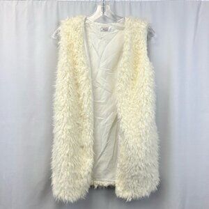 Ailis Corner Womens Vest Ivory Sherpa Faux Fur Lined Open Front Neckline S
